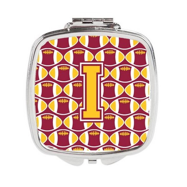 Carolines Treasures Letter I Football Maroon and Gold Compact Mirror CJ1081-ISCM